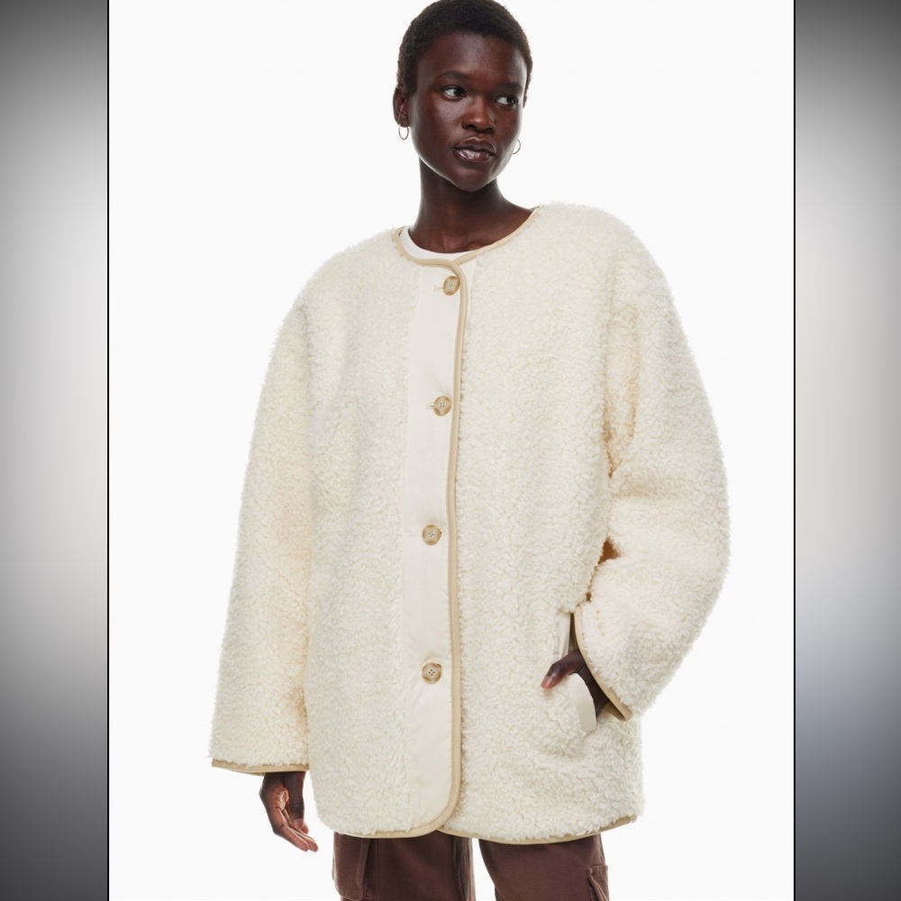 ARITZIA Wilfred Free River Jacket Teddy Pile White Women’s Size XL Light Weight